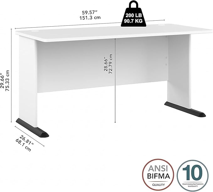 Bush Business Furniture Studio A 60-inch W Computer Desk, White (SDD160WH) - LeafyLoom