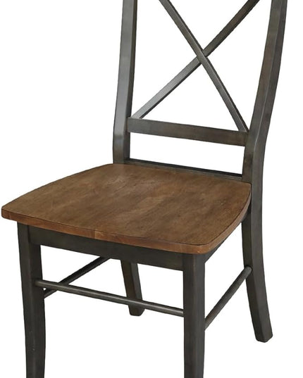 International Concepts X-Back Dining Chair, Height, Hickory/Washed Coal - LeafyLoom