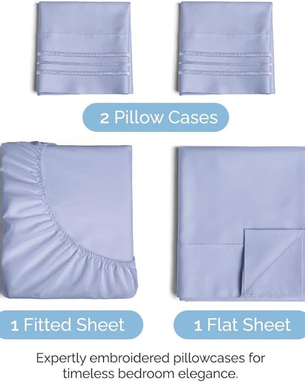 Full Size 4 Piece Sheet Set - Comfy Breathable & Cooling Sheets - Hotel Luxury Bed Sheets for Women & Men - Deep Pockets, Easy-Fit, Extra Soft & Wrinkle Free Sheets - Lavender Oeko-Tex Bed Sheet Set - LeafyLoom