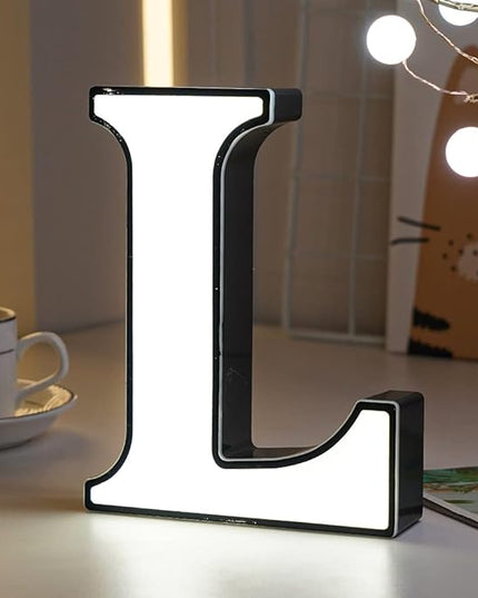 LED Marquee Letter Lights-DIY Marquee Lights up Letter Signs, Dual DC Interface Upgrade Multi-Letter Connection, 26 Alphabet Signs for Wedding, Birthday, Party， Bar Decoration (L) - LeafyLoom