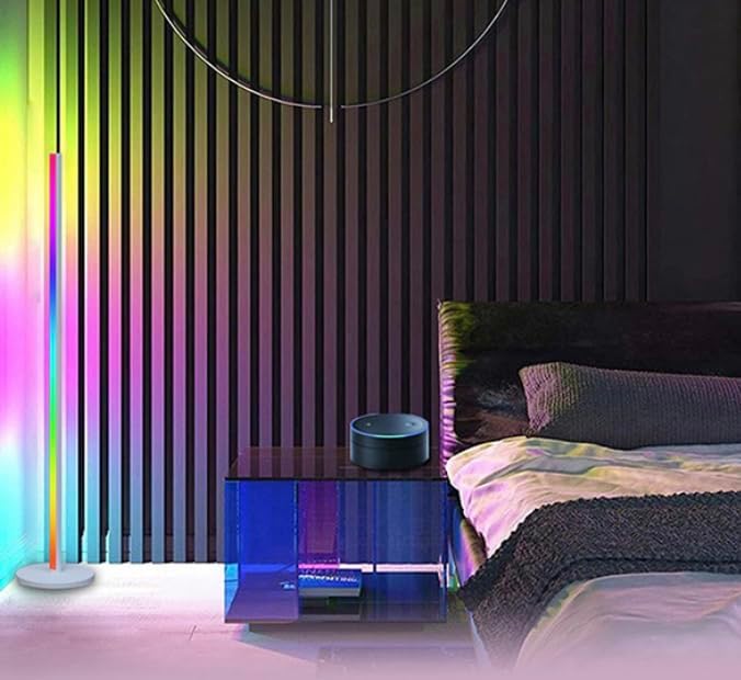Corner Floor Lamp, Smart LED Corner Lamp Works with Alexa, RGB Ambience Light with Music Sync, Modern Floor Lamp with 16 Million DIY Colors, LED Floor Lamp for Living Room Bedroom Gaming Room, 2Packs - LeafyLoom