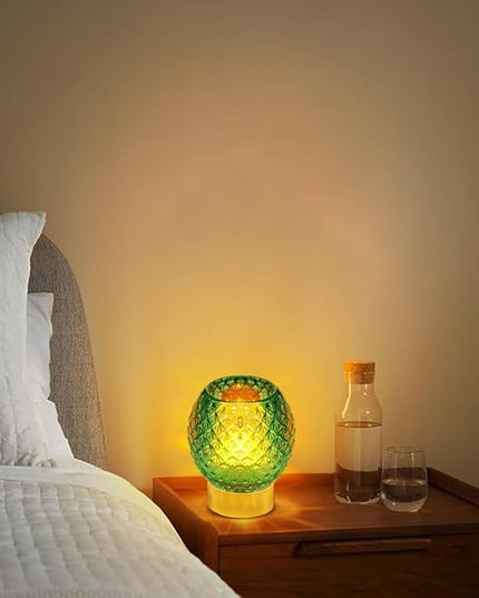 Battery Operated Lamp with Timer,Glass Cordless Lamps with LED Bulb,Decorative Lights for Living Room Bedroom Tabletop Entryway Centerpiece Gift (Green) - LeafyLoom