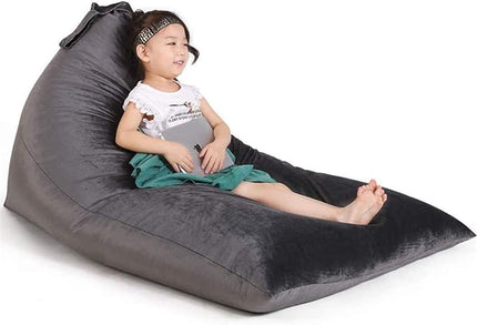 Stuffed Animal Storage Bean Bag Chair for Kids and Adults, Stuffed Animal Bean Bag Storage, Luxury Velvet Stuffie Seat - COVER ONLY(Dark Grey 200L/52 Gal) - LeafyLoom