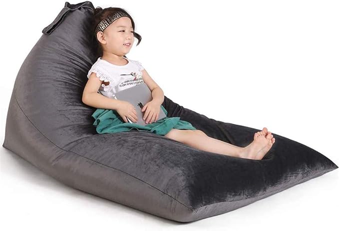 Stuffed Animal Storage Bean Bag Chair for Kids and Adults, Stuffed Animal Bean Bag Storage, Luxury Velvet Stuffie Seat - COVER ONLY(Dark Grey 200L/52 Gal) - LeafyLoom