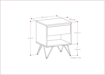 SIMPLIHOME Hunter Nightstand, 20 inch, Oak - LeafyLoom
