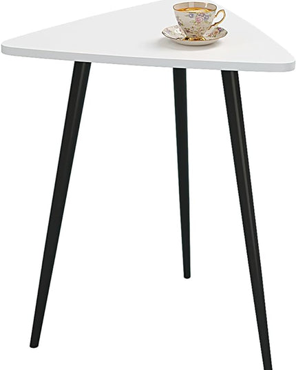 SAYGOER White End Table for Small Places Triangle Side Tables Modern Sofa Table for Living Room Bedroom Office Small Night Stand Metal Legs Bedside Table White Home Decor, Easy Assembly - LeafyLoom