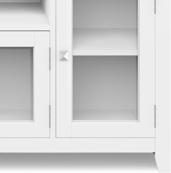 SIMPLIHOME Cosmopolitan SOLID WOOD Wide Contemporary Media Stand for TVs up to 80 inches for The Living Room and Entertainment Center, 72 inch, White - LeafyLoom