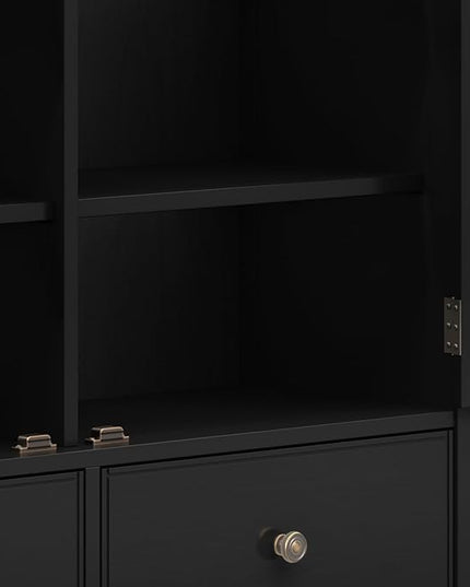 SIMPLIHOME Connaught Low Storage Cabinet, 46 inch, Black - LeafyLoom