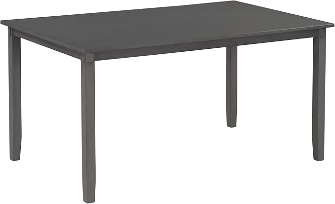 6-Piece Kitchen Set Wooden Rectangular Dining Table, 4 Fabric Chairs and Bench Family Furniture, Gray, 3 - LeafyLoom