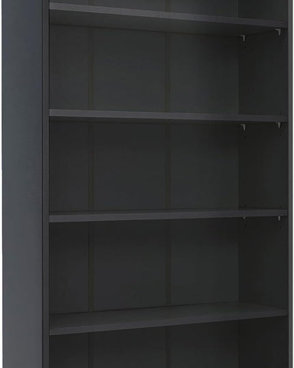 STARY 5 Shelf Black Bookcase 60 inch Tall Wood Bookshelf for Bedroom - LeafyLoom