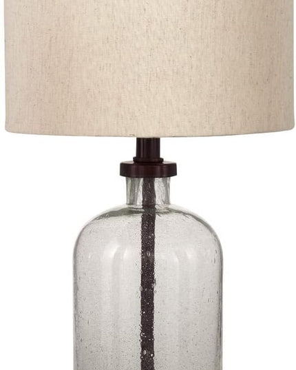 Signature Design by Ashley Bandile Modern Farmhouse 22.5" Seeded Glass Table Lamp, Bronze - LeafyLoom