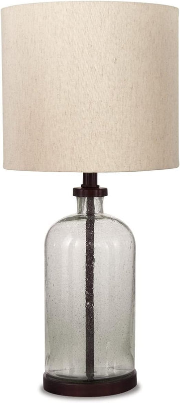 Signature Design by Ashley Bandile Modern Farmhouse 22.5" Seeded Glass Table Lamp, Bronze - LeafyLoom