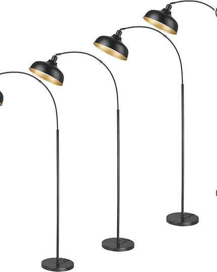 Arc Floor Lamps for Living Room, Modern Farmhouse Tall Standing Lamp, Floor Lamp with 360° Adjustable Hanging Dome Shade, Dimmable Tall Lamp with 9W LED Bulb (Black, 4 PACK) - LeafyLoom