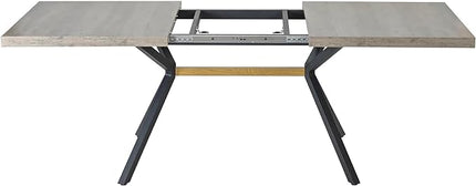 NicBex 78.74Inch Rectangular Stretch Dining Table,Modern Kitchen Table with Grey Carole Top and Black Fine Sanded Iron Leg for 6 to 8,Large Dining Room Table for Kitchen,Dining Living Room,Grey - LeafyLoom
