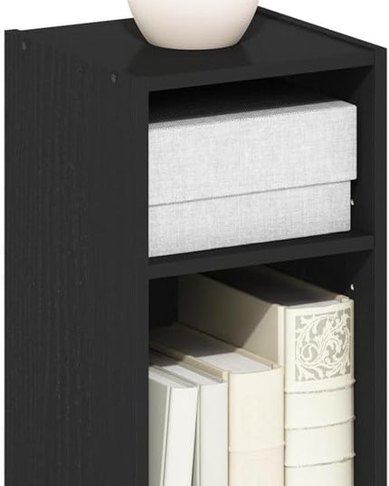 Furinno Fulda 2-Tier Space Saving Storage Shelf Bookcase, 10-Inch Width, Blackwood - LeafyLoom
