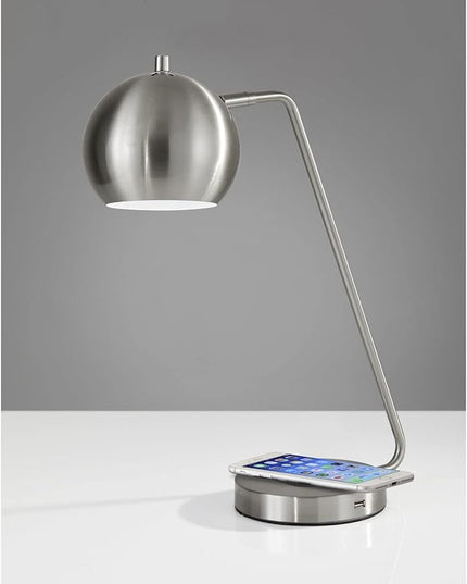 Adesso 5131-22 Emerson Desk Lamp Wireless Charging, 7W LED, 5W QI, USB Port, Indoor Lighting Lamps - LeafyLoom