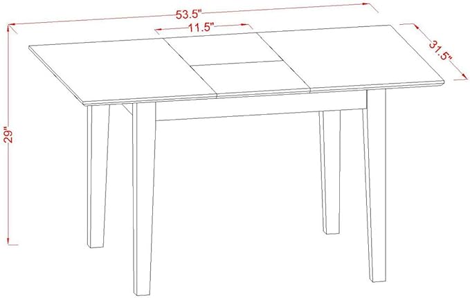 East West Furniture NOAV5-OAK-W 5 Piece Dining Room Table Set Includes a Rectangle Kitchen Table with Butterfly Leaf and 4 Dining Chairs, 32x54 Inch, Oak - LeafyLoom