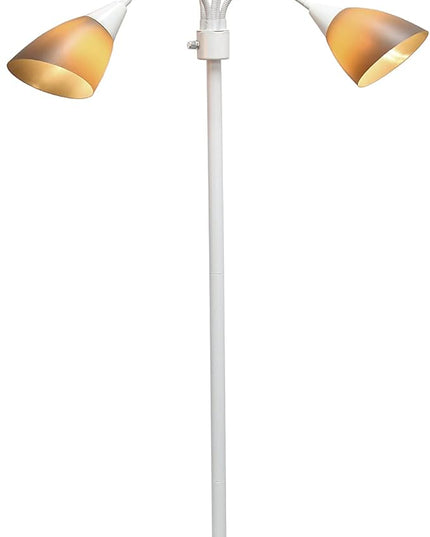 Simple Designs LF2006-GOW 67" Contemporary Multi Head Medusa 5 Light Adjustable Gooseneck White Floor Lamp with Gray Shades for Kids Bedroom Playroom Living Room Office - LeafyLoom