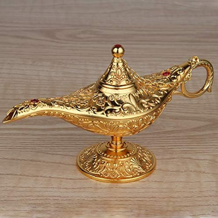 Classic Vintage Collectable Rare Legend Aladdin Magic Genie Costume Lamp Home Table Decoration & Gift, Gold - LeafyLoom