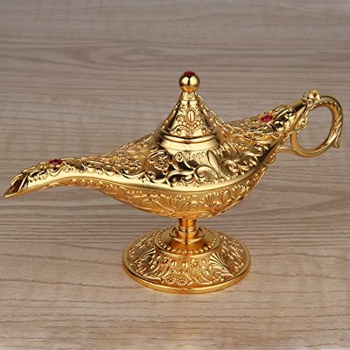 Classic Vintage Collectable Rare Legend Aladdin Magic Genie Costume Lamp Home Table Decoration & Gift, Gold - LeafyLoom