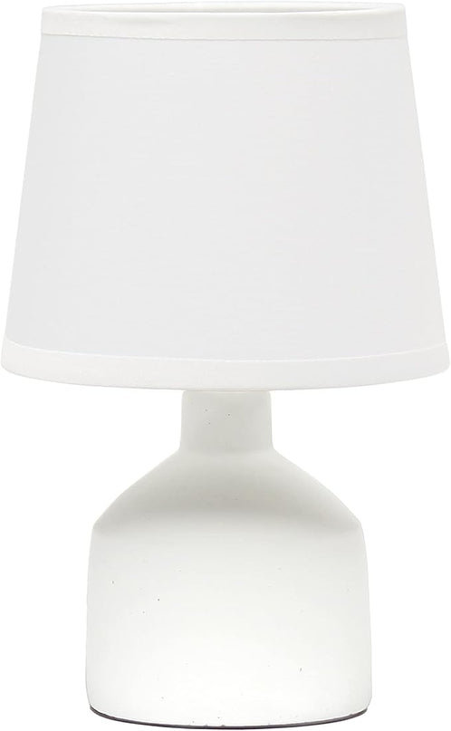 Simple Designs LT2080-OFF Mini Bocksbeutal Concrete Table Desk Lamp with Tapered Drum Fabric White Shade, Off White (Pack of 12) - LeafyLoom