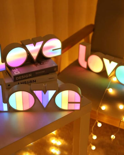 GUOCHENG LED Love Sign Lights - Love Marquee Signs Lamp Battery&USB Power Love Letters Decoration for Home Children Kids Bedroom Nursery,Valentine's Day Gifts(RGB) - LeafyLoom