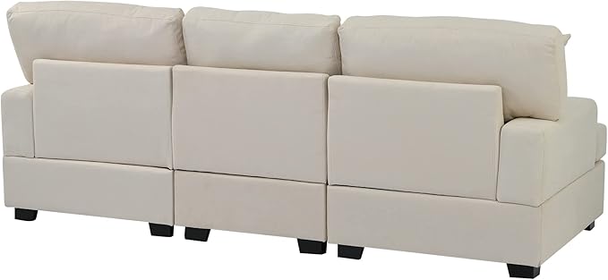 Wider 3 Seater Linen Upholstery Cushions Sofa Couch, Modern Deep Seat Sleeper Daybed Sofa&Couch with 4 Comfortable Pillows Perfect for Home Office Apartment Compact Living Room, 88.5", Grey-346 - LeafyLoom