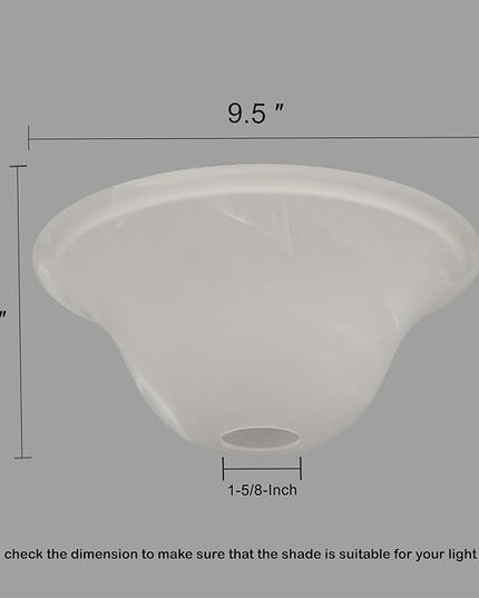 Giluta Small Floor Lamp Glass Shade Replacement Globe -Fitting Opening 1.625" Modern Alabaster Style Light Fixture Shade, Height: 4.13 inch, Width: 9.45 inch. Lipless - LeafyLoom