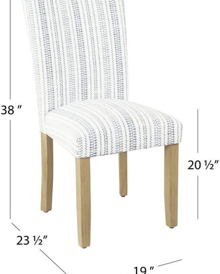 HomePop Classic Parsons Dining Chairs, Pack of 2, Blue Farmhouse Stripe - LeafyLoom