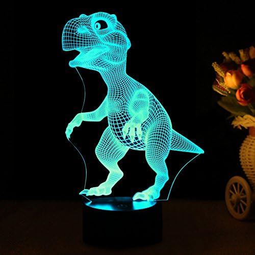 Night Lights for Kids Dinosaur 3D Night Light Lamp Wiscky 7 LED Colors Changing Touch Table Desk Lamps Decorative Lighting Pretty Cool Toys Gifts Birthday Holiday Xmas for Baby Nursery Toddler Friends - LeafyLoom