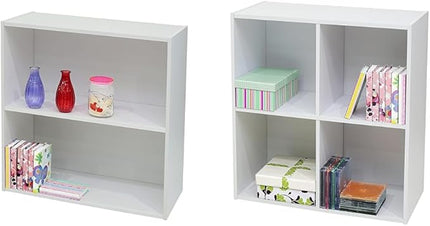 KB Designs Bookcase and Storage Organizer Bundle (2 and 4 Cube) - White - LeafyLoom