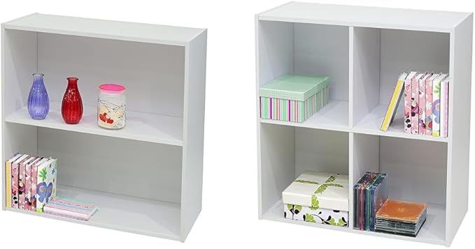 KB Designs Bookcase and Storage Organizer Bundle (2 and 4 Cube) - White - LeafyLoom