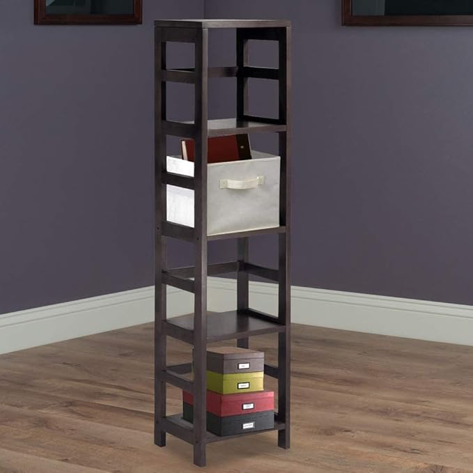 Winsome 4 tier Wood Leo model name Shelving, Small, Espresso - LeafyLoom