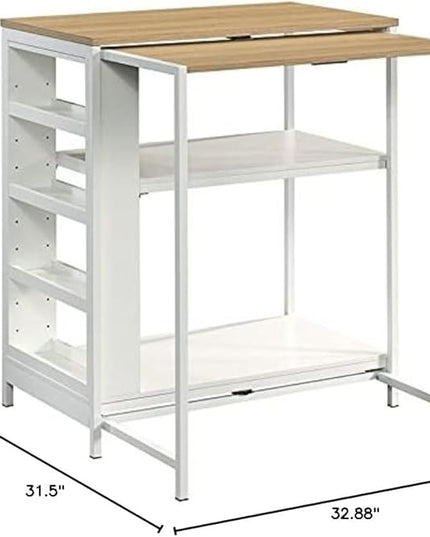 Sauder Miscellaneous Storage Kitchen Island, L: 31.50" x W: 32.88" x H: 36.00", White Finish - LeafyLoom