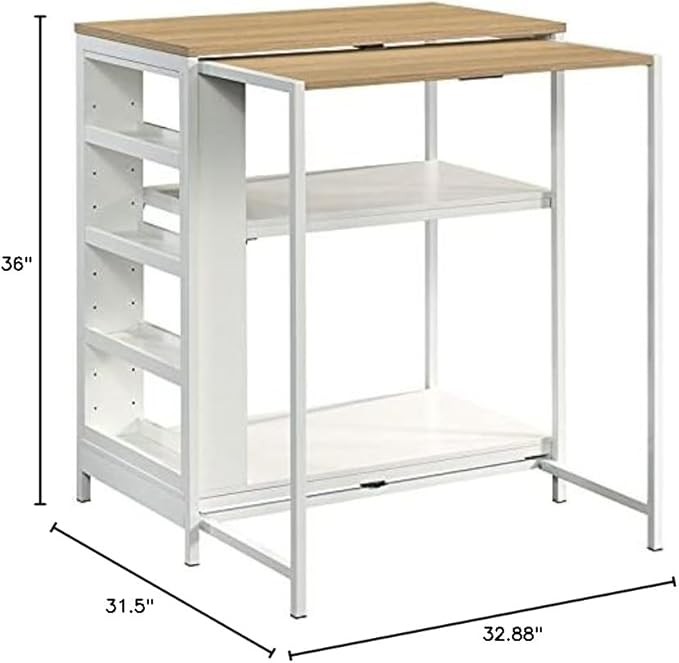Sauder Miscellaneous Storage Kitchen Island, L: 31.50" x W: 32.88" x H: 36.00", White Finish - LeafyLoom