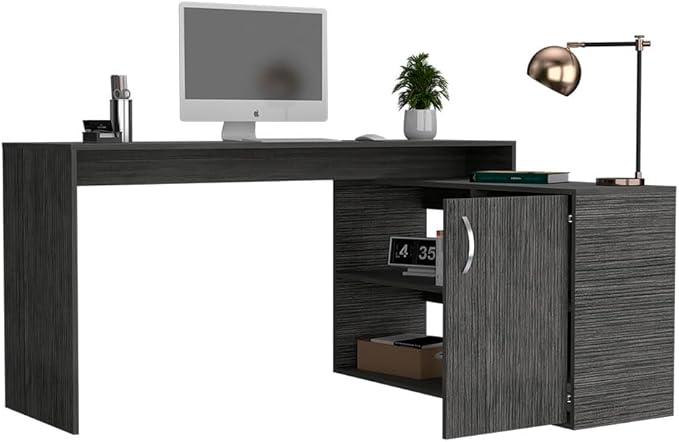 NicBex Kimberly-DW-00199-LWJ Home Office Desks, 59.64"x45.86"x30.11", Gray - LeafyLoom