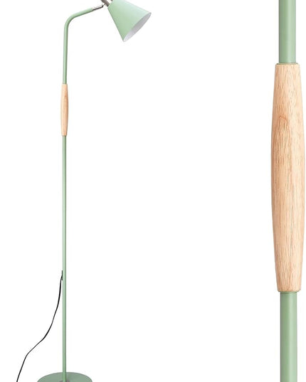 NIOSTA Height Adjustable Reading Floor Lamp,Industrial Modern Style,360°Rotatable Shade, 3color Adjustable,for Living Room,Office, Bedroom Reading, Easel Work etc (Green+Wood) - LeafyLoom