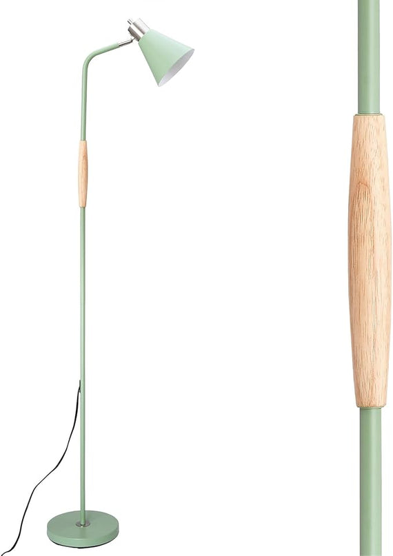 NIOSTA Height Adjustable Reading Floor Lamp,Industrial Modern Style,360°Rotatable Shade, 3color Adjustable,for Living Room,Office, Bedroom Reading, Easel Work etc (Green+Wood) - LeafyLoom