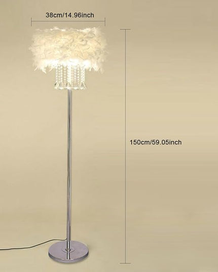 Hsyile Lighting KU300180 Modern and Simple Crystal Floor Lamp Home Lighting for Living Room Bedroom, Lampshade White,3 Lights - LeafyLoom