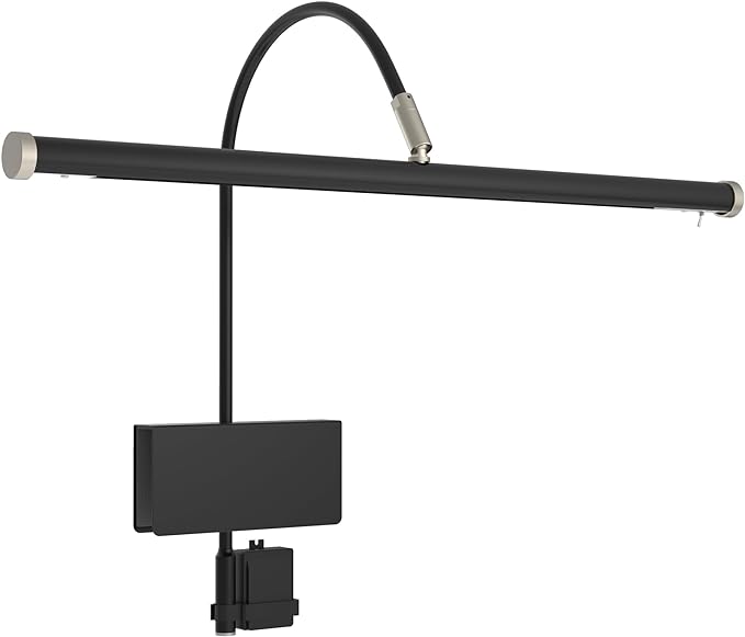 Cocoweb 19" LED Grand Piano Light in Black with Satin Nickel Accents with Dimmer Clip - LeafyLoom