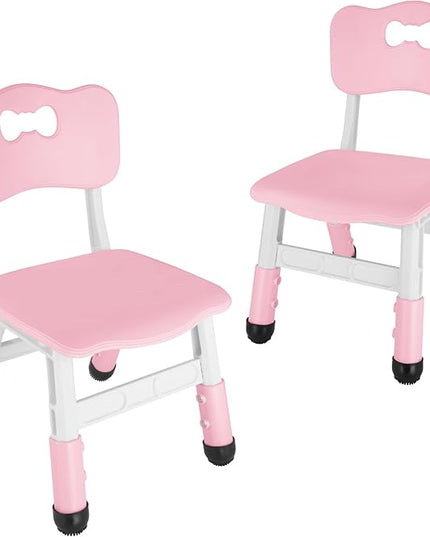FUNLIO Adjustable Kids Chair (2pcs), 3 Level Height Adjustable Toddler Chair for Ages 3-8, Sturdy Child Chair with Maximum Bearing 220lbs, for Classrooms/Daycares/Homes, CPC & CE Approved - Pink - LeafyLoom