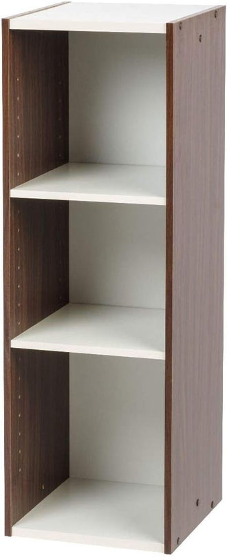 3-Tier 12" Wide Cubby Storage Bookshelf with Adjustable Shelves, Sturdy Versatile Easy Assembly Stackable Storage Shelf for Saving Space, Walnut Brown/White - LeafyLoom
