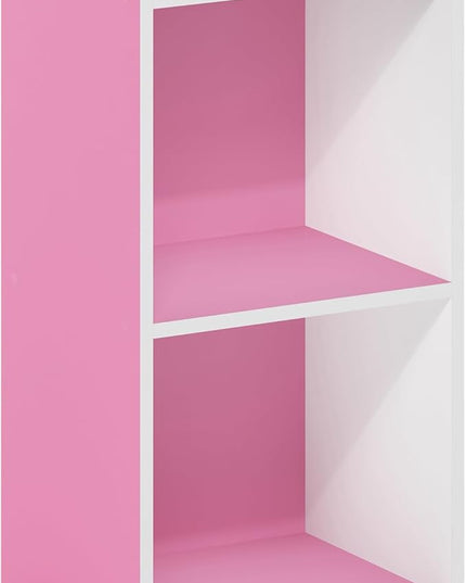 Furinno Luder Bookcase / Book / Storage, 2-Tier Cube, Pink/White - LeafyLoom