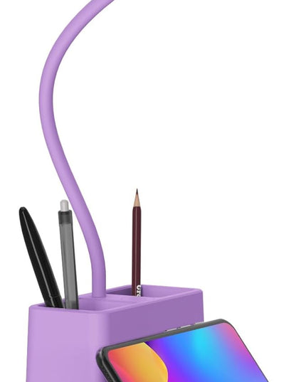AXX Purple Desk Lamp, Study Lamp/Desktop Lamps for Small Spaces - Small, Battery Operated, Rechargeable, Cute, Gooseneck, Mini, Cordless - College Dorm Room/Home Office Desk Accessories - LeafyLoom