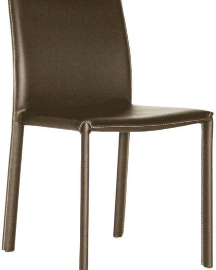 Baxton Studio Leather Dining Chair, Set of 2, Espresso Brown - LeafyLoom