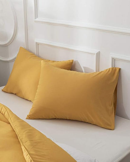 Mustard Yellow Comforter Sets Queen Pure Yellow Bedding Set 3 Pieces Women Men Ginger Yellow Comforter Sets Lightweight Durable Yellow Blanket Queen Bedding Set Breathable Bed Comforter Set - LeafyLoom