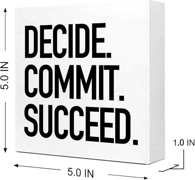 Decide Commit Succeed Wooden Sign Desk Decor,Motivational Fitness Gym Workout Quote Wood Block Sign Desk Decorations for Home Gym Office Desk Shelf Table Decor - LeafyLoom