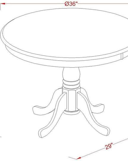 East West Furniture Antique Dining Round Wooden Table Top with Pedestal Base, 36x36 Inch, Wirebrushed Black - LeafyLoom