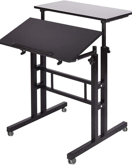 soges Mobile Standing Desk Adjustable Height, Roling Sit-Stand Desk, Small Standing Computer Desk Workstation on Wheels, Sit Stand Up Desk for Home Office, Black - LeafyLoom