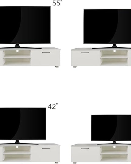 NicBex TV Stand for 70 Inch TV Modern TV Media Console Table with 2 Storage Cabinet and Open Shelves,Entertainment Center with Storage for Living Room,Bedroom,63 Inch,White - LeafyLoom
